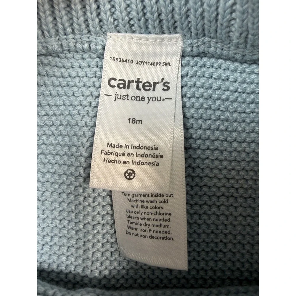 Carters Just One You Baby Blue Knit Sweater Pants Leggings 18M